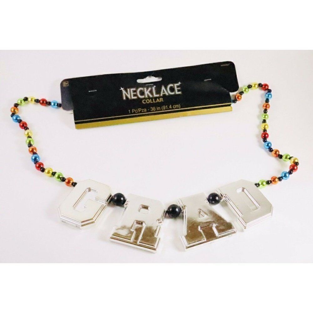 Graduation Beads Necklace Mardi Gras Multi Color Party Collar Celebration Prop